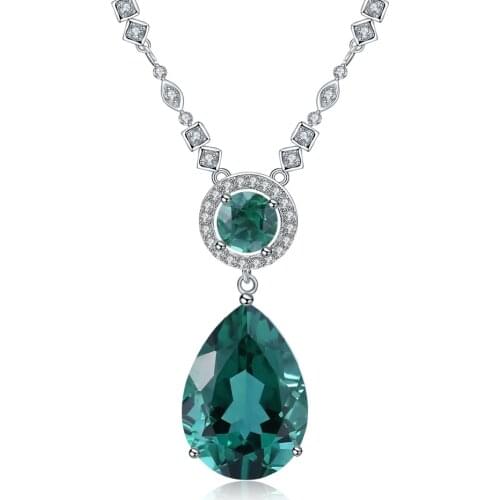 GEMS BALLET Luxury 11.49Ct Nano Green Amethyst Vintage Pendant For Women 925 Sterling Silver Water Drop Necklace Fine Jewelry