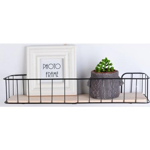 1pc Wall Mounted Wire Rack Industrial Metal Wood Wall Wire Shelf Storage Floating Shelves Dorm Loft Home Accessories