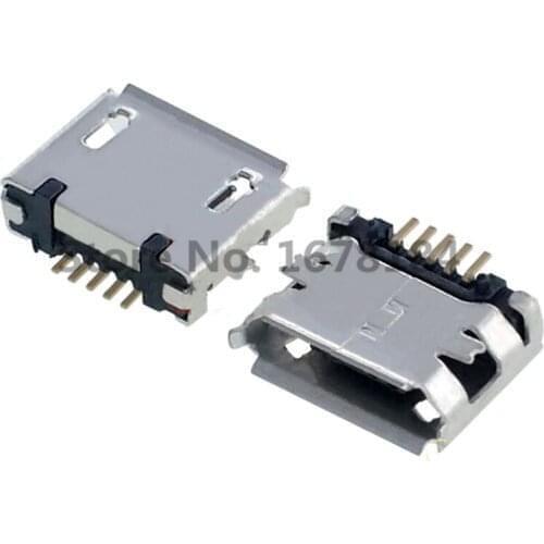 100pcs Micro USB Female Socket 5pin SMD Short Needle Copper Shell Data Port Charging Port MK5P Mini Usb Connector