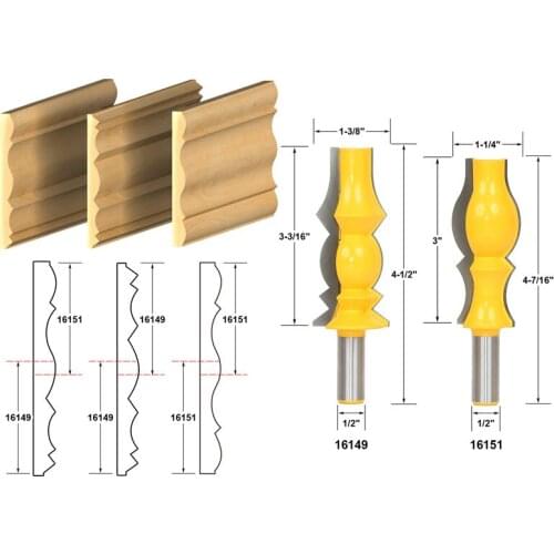 2pcs/set Bit Crown Molding Router Bit Set - 1/2" Shank