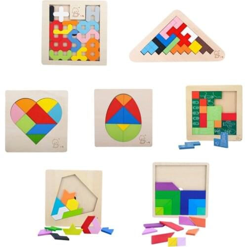 2017 New Wooden Tangram Puzzle Logic Mind Brain Teaser Kids Educational Game Toys for Children