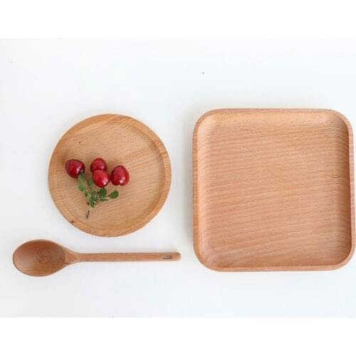 2x Handmade Solid Wood Plate,Fruit Dishes Wooden Saucer Tea Tray Dessert Dinner Breakfast Plate Tableware Set