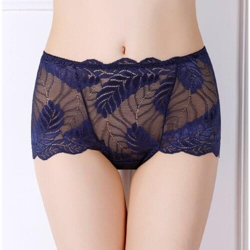 3Pcs/lot New Thin Intimates Girls Underwears plus size 5XL Sexy Lingeries Lace Flower Transparent hollow Womens Panties sets
