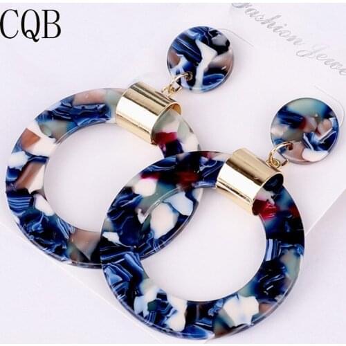 Acetate earrings acrylic bohemian resin drop fashion jewelry statement geometric women 2019 korean dangle trendy summer gold cc