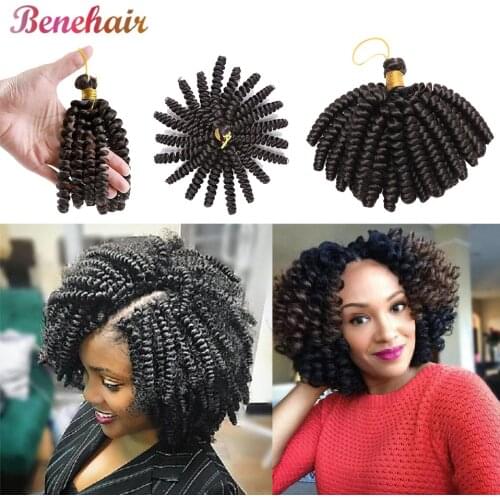 Benehair 6inch Short Jamacican Braids Crochet Hair Synthetic Ombre Black Brown Wine Red Curly Crochet braids for black women