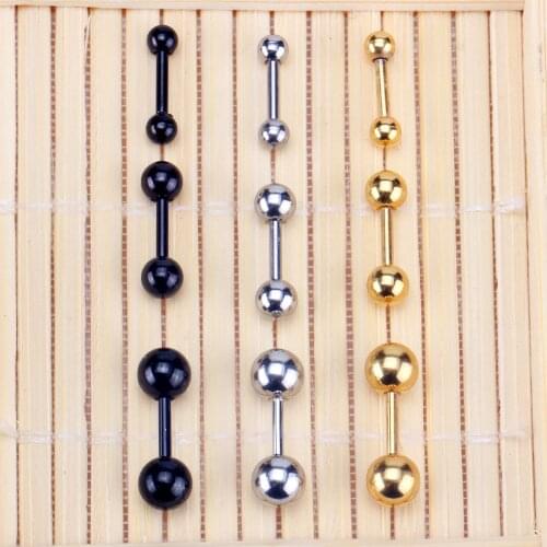 LUXUSTEEL Brand New Jewelry 9pcs/set Straight Post Black Gold Color Stainless Steel Fashion Nose Rings