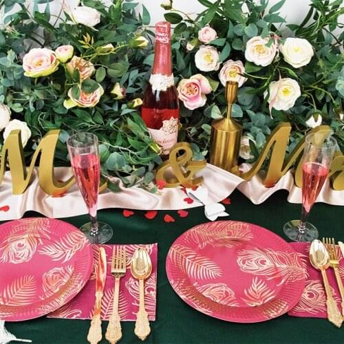 Bronzing Feather Birthday Party Disposable Paper Cup Paper Plate Tissue Set Picnic Barbecue Adult Party Supplies Tableware