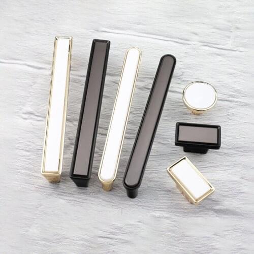 HXS Black White Zinc Alloy Luxury Simple Cabinet Knobs Nordic Drawer Pulls Kitchen Door Handles for Furniture Hardware