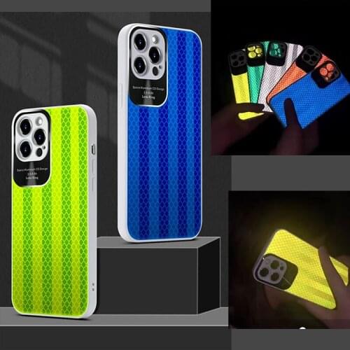 Colour Luminous Stripe Phone Case For Iphone 12 11Pro Max 7 8Plus Coque Iphones Xr Se20 Mini Cover Metal Lens Phones Accessorie