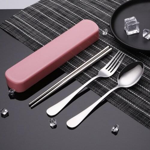 Childrens Stainless Steel Gold Outdoor Cutlery Portable Mini Tableware Student Travel Cutlery Set In Kawaii Kitchen Accessories