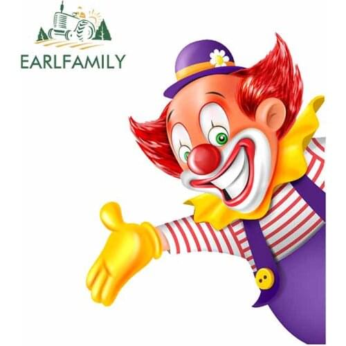 EARLFAMILY 13cm x 10cm Cartoon Circus Clown Decals Vinyl Window Bumper Trunk Car Stickers Creative Doodle Graphics