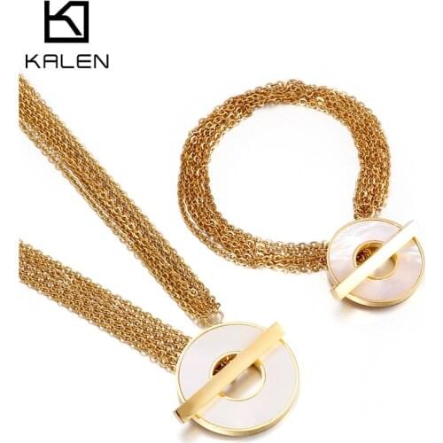 KALEN Gold Color Shell Necklace Bracelet Necklace Fashion Jewelry Women Jewellery Stainless Steel Jewelry Gift For Best Friends