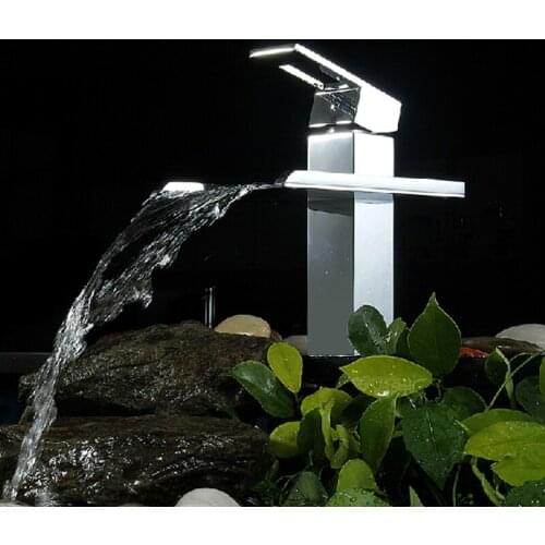 Bathroom Basin Faucet Waterfall Faucet Sink Mixer Tap Chrome Total Brass Hot and Cold Bathroom Crane Unique Design Water Tap