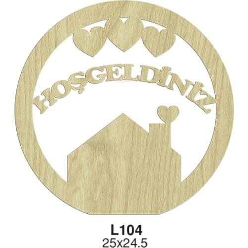 L104 Welcome Wooden Door Ornament, Unpainted Wooden Ornament