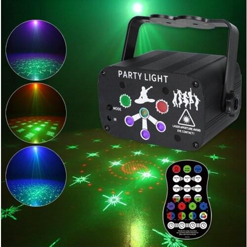 6 Holes Laser Projection USB Ball LED Sound Control Party Light Stobe Beam Lamp for Holiday Birthday Wedding Parties
