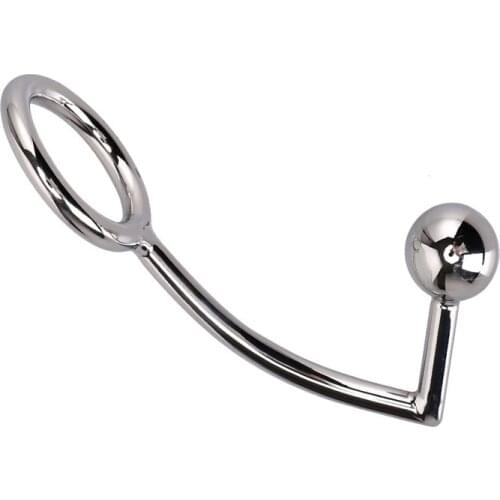 Dia 40mm 45mm 50mm metal male Anal beads butt plug hook with penis cock ring fetish chastity Stainless Steel adult sex toy man