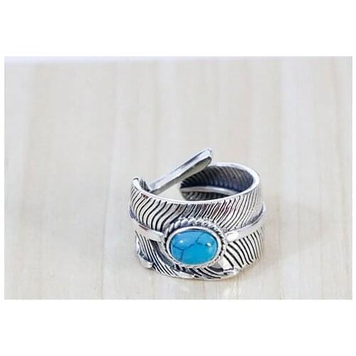 Takahashi Kagura Goro Handmade Jewelry S925 Sterling Silver Feather Ring Open Ended Male Personality Temperament Retro Ring