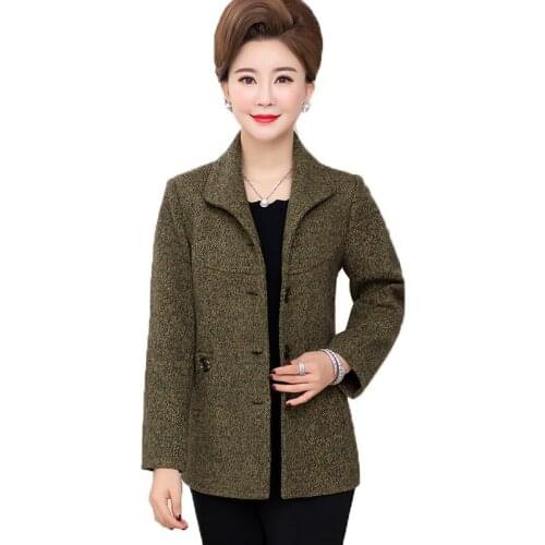 New Spring Autumn Jacket Middle-aged and elderly Women Coat Long-Sleeved Plus Size Outwear Casual Elegant Mother Tops Overcoat