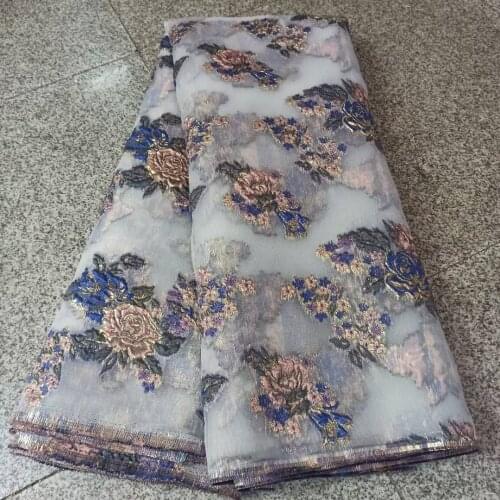 Latest Jacquard Fabric Brocade Lace Top Selling African Tulle Net Lace Fabric Brocade Fabric for Nigerian Wedding ZP032