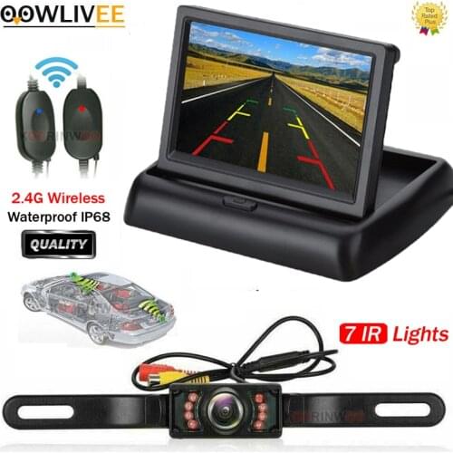 OOWLIVEE Wireless Adopter Car License Camera Rear view IR Light Wireless Wiring Kit Vehicle Camera And Monitor Easy Installation