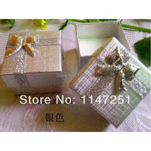 Wholesale 48Pcs/lot 4*4*3cm Silver Paper Jewelry Box Wedding Decoration Ring Box Cute Earrings Packaging Boxes Case