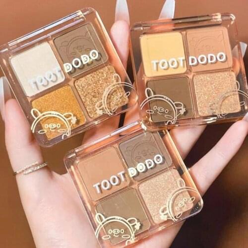 Four-color Eyeshadow Palette For Beginners And Orange Milk Tea Matte Pearlescent Eyeshadow Makeup Cosmetics TSLM1