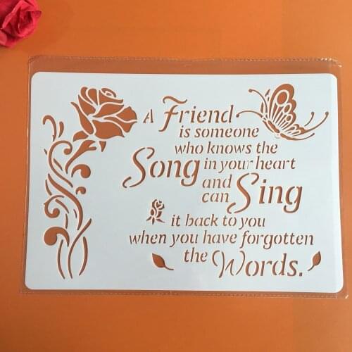 Song sing rose A4 29*21cm DIY Stencils Wall Painting Scrapbook Coloring Embossing Album Decorative Paper Card Template