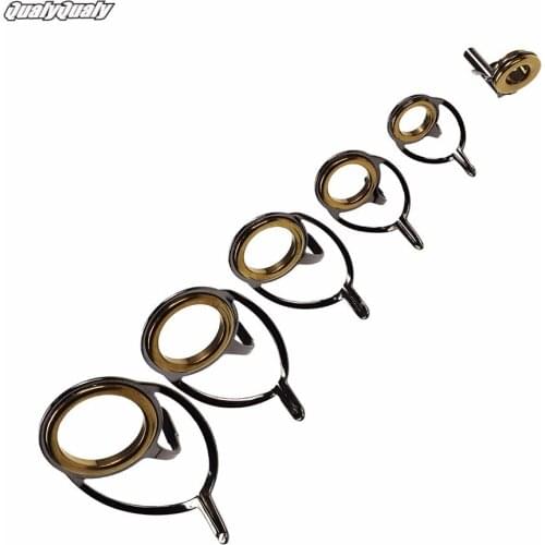 QualyQualy 6 Pcs Fishing Rod Guide Guides Replacement Repair Kit Boat Fishing Pole Guides Tip Tops Rod Accessory