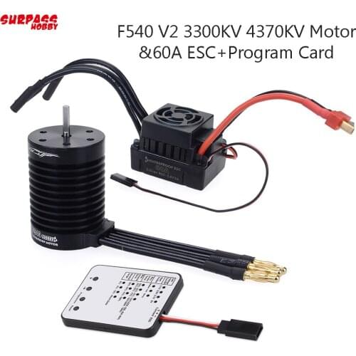 RC Waterproof F540 V2 3300KV/4370KV Sensorless Brushless Motor & 60A Brushless ESC+ Program Card For 1/10 RC Truck Monster Buggy