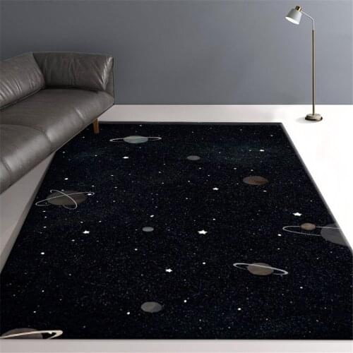 Luxury Space Planet Black Carpet For Bedroom Universe Kids Room Rug Bedside Mat For Boys Children Play Mat Hallway Decoration