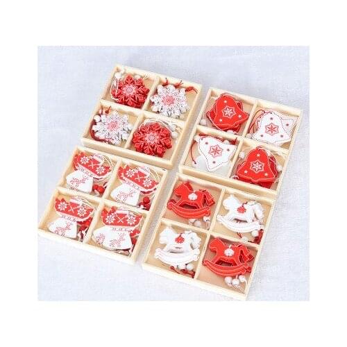 Christmas tree decoration Nordic ins wooden creative Christmas pendant Christmas day snowflake five-pointed star elk