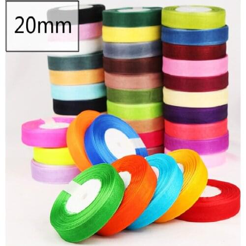 Hot sale 3/4''20mm Organza chiffon Ribbon 45 meters Wedding Party Gift Packaging Craft Decorative Tapes DIY Christmas Decoration