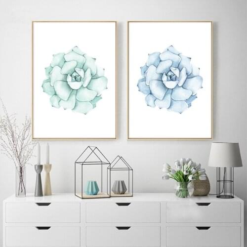Succulent Plant Prints Watercolor Hand Drawn Botanical Poster Wall Art Picture Colorful Flower Canvas Painting Living Room Decor