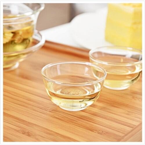 "KingTeaMall" Glass Tea Cups 3 piece/set 30ml/pcs Heat-Cold Resistant Lovely Solid Teawares Teasets Teatools Transparent Clear