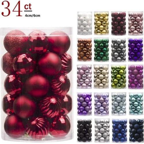 Christmas Ball Ornaments, 34pcs Shatterproof Bauble Hanging Christmas Tree Balls for Holiday Party Xmas Tree Ornaments