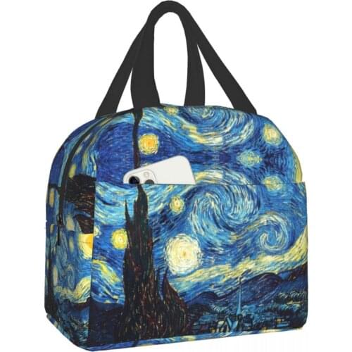 Van Gogh Easily used as lunch bag, picnic bag, sundry bag or shopping bag Van Gogh bento lunch bags for women
