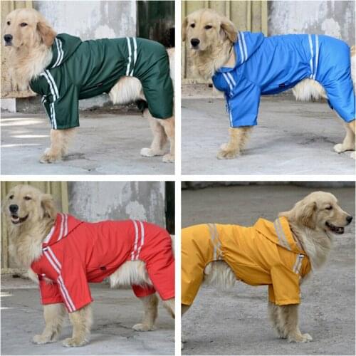 High quality Large Dog Raincoat Clothes Pet Dog Glisten Bar Rain Coat Products Four Legs Big Dog Waterproof Poncho 3XL-7XL PD075