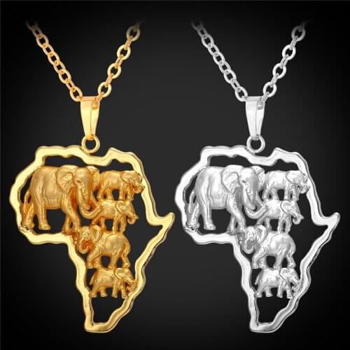 Afrcia Jewelry Multi Elephant Pendant Necklace For Men Women Vintage African Pendant With Rolo Chain Wholesale P192