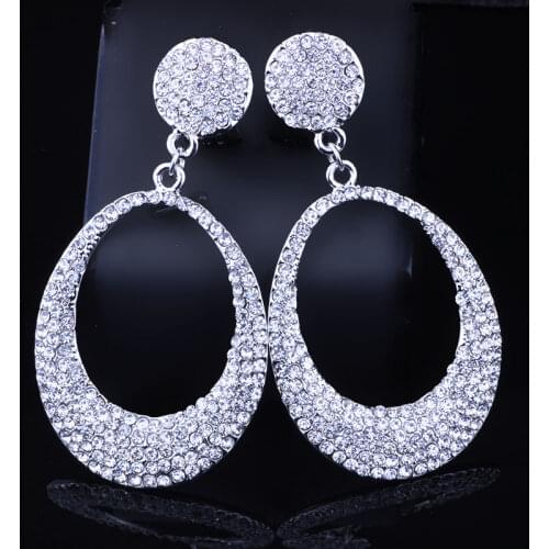 FARLENA Jewelry Fashion Circle Drop Earrings with Rhinestones Elegant Dangle Crystal Earrings for Women Wedding Party