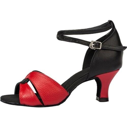 HXYOO Shoe Girls Pu Leather Latin Zapatos 4.5-8.5cm Customized High Heel Women Salsa Ballroom Latin Dance Shoes For Women JYG427
