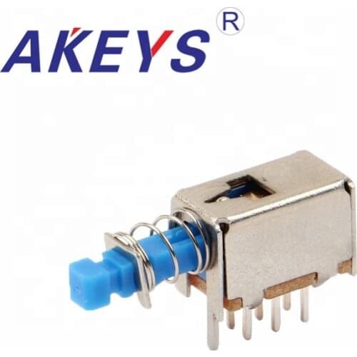 10PCS PS-22E05 6pins blue A03 Straight key switch Push button switch with self-locking