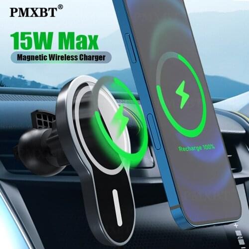 15W Magnetic Wireless Car Charger For iPhone 12 Pro Max 12Mini Air Vent Mount Mag Fast Charging Safe Magnet Phone Holder Stand