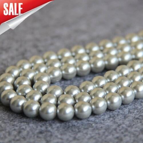 2015 New fashion 8-14mm Silvery White Shell pearl beads Seashell DIY loose Jewelry making design for women girls gift 15inch