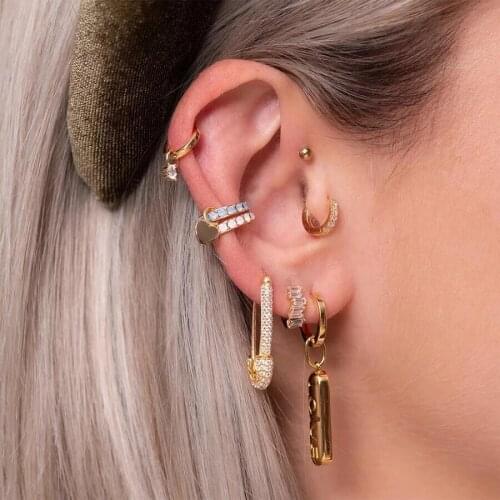 2021 rainbow pink white cz safety pin jewelry 2021 new design jewelry for women lady gift chrm colorful multi piercing earring