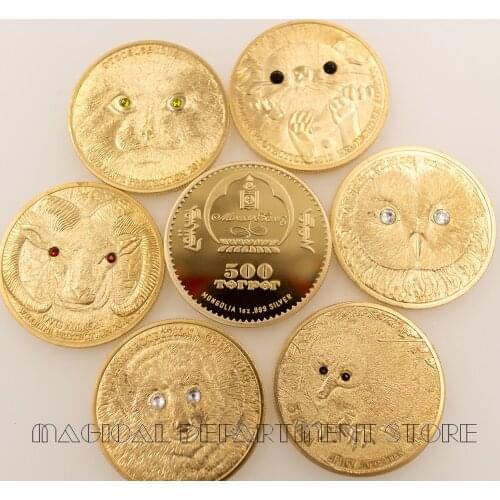 2K Gold Coin Unique Metal Coin Russian Design Cute Animal Coins Metal Crafts with Plastic Case for Home Decor and Collection