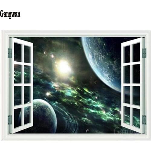 5d DIY Diamond Painting full square round Cross Stitch Window style Space Planets Stars Rocket landscape Diamond Embroidery art