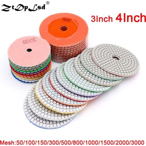 ZtDpLsd 3" 4" Diamond Dry Polish Pads Sanding Disc Marble Granite Polisher Flexible Stone Ceramic Tile Bond Fade Sander Grind