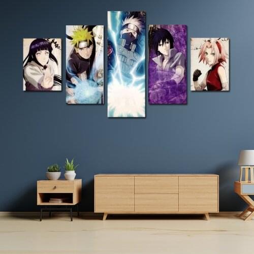 HD 5 Pieces Anime Poster Naruto Kakashi Canvas Painting Mural Living Room Bedroom Home Cuadros Decoration