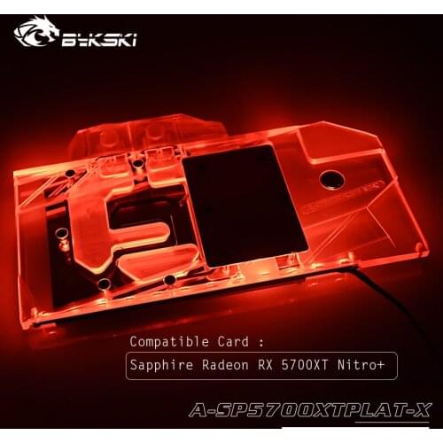 Bykski full coverage GPU water cooling block for sapphire Radeon RX 5700XT Nitro + card, RGB/A-RGB lighting A-SP5700XTPLAT-X
