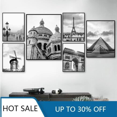 Paris Print France City Landscape Photography Black and White Wall Art Canvas Painting Posters Wall Decor Pictures Home Decorati